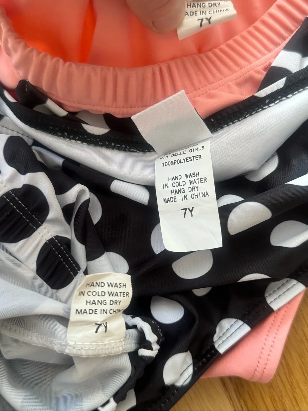 Mia Belle Girls ~Peace and Polka Dots Two Piece Rash Guard Swimsuit /Size 7Y ( 3
